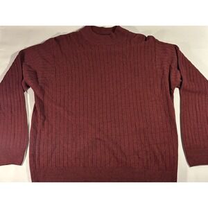 Geoffrey Beene Maroon Red Sweater Woven Long Sleeve Pullover Men's Size XL